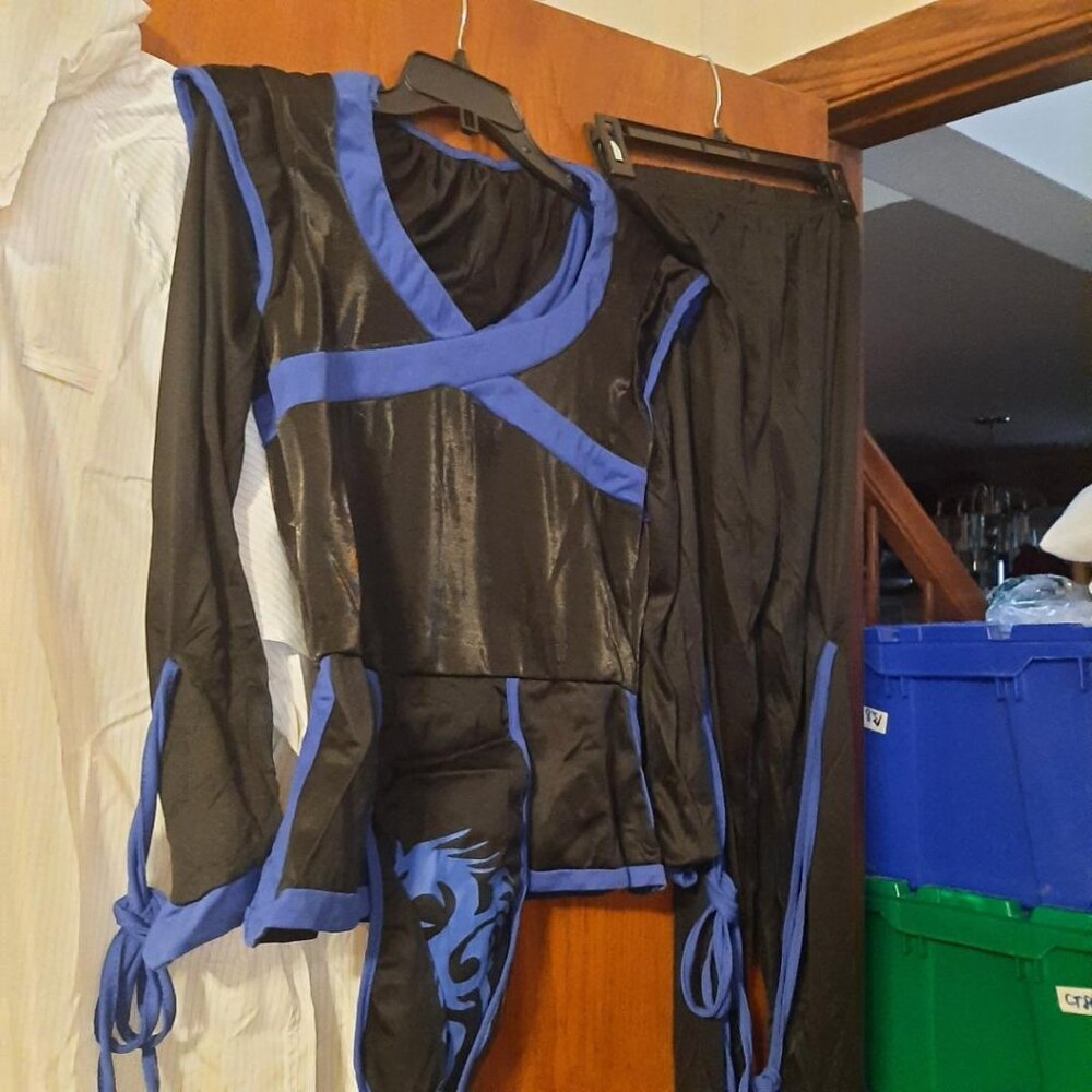 NEW BAG! Jazgrom Ninja Adult Halloween Set(Mask&Belt+Shirt+Pants) SzM Black/Blue